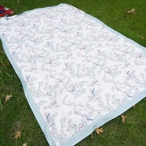 Nicole Miller Home Bird Branch Tablecloth dining‎ decor cottagecore blue  58x46